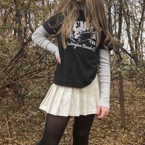 White pleated mini skirt • light academia / old money